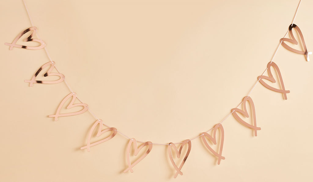 Rose Gold Heart Garland 2m