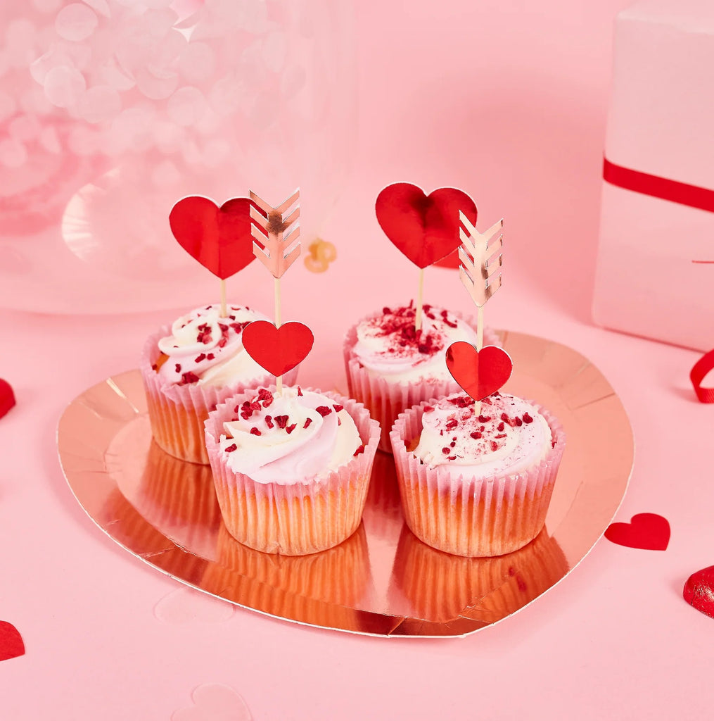 Rose Gold Metallic Heart Paper Plate 10/Pack