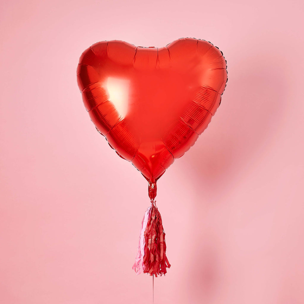 Giant Heart 32" Foil Balloon with Tassels