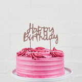 Rose Gold 'Happy Birthday' Acrylic Cake Topper