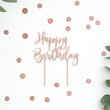 Rose Gold 'Happy Birthday' Acrylic Cake Topper