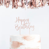 Rose Gold 'Happy Birthday' Acrylic Cake Topper