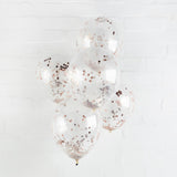 Rose Gold Confett Filled 12" Latex Balloons 5Ct