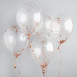 Rose Gold Confett Filled 12" Latex Balloons 5Ct