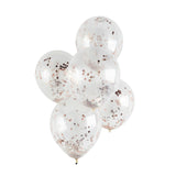 Rose Gold Confett Filled 12" Latex Balloons 5Ct