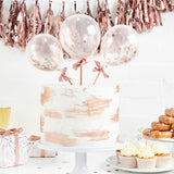 Rose Gold Mini Confett Filled 5" Latex Balloons Wands 5Ct