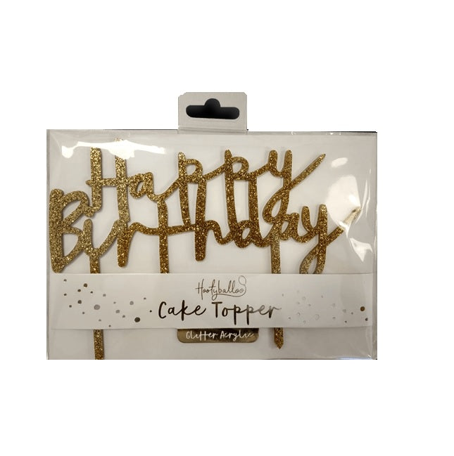 Gold 'Happy Birthday' Acrylic Cake Topper