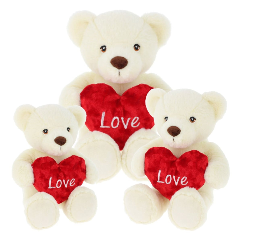 20cm Keeleco Cream Barney Bear with Heart