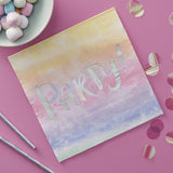 Iridescent Party Paper Napkins Rainbow 