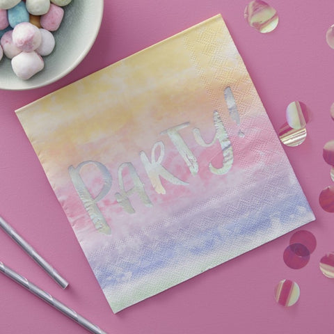 Iridescent Party Paper Napkins Rainbow 
