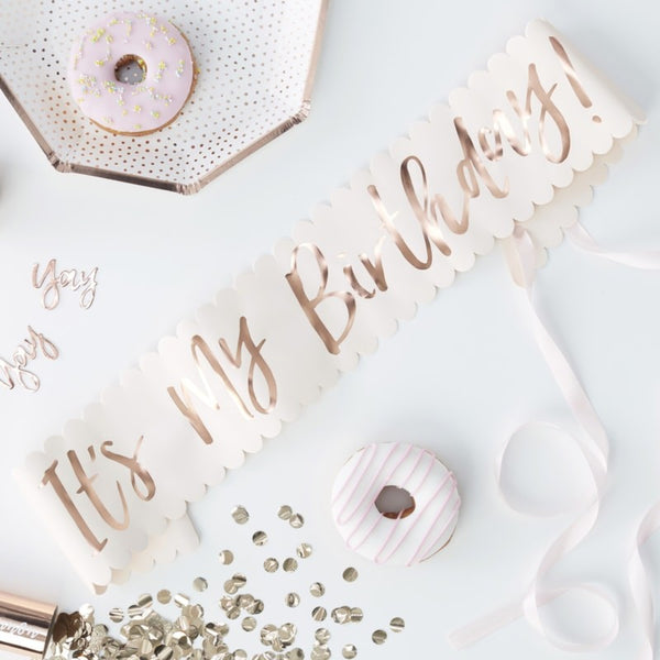 Pick & Mix Rose Gold Birthday Sash 