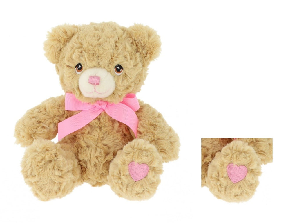 25cm Keeleco Bramble Bear with Pink Heart & Ribbon